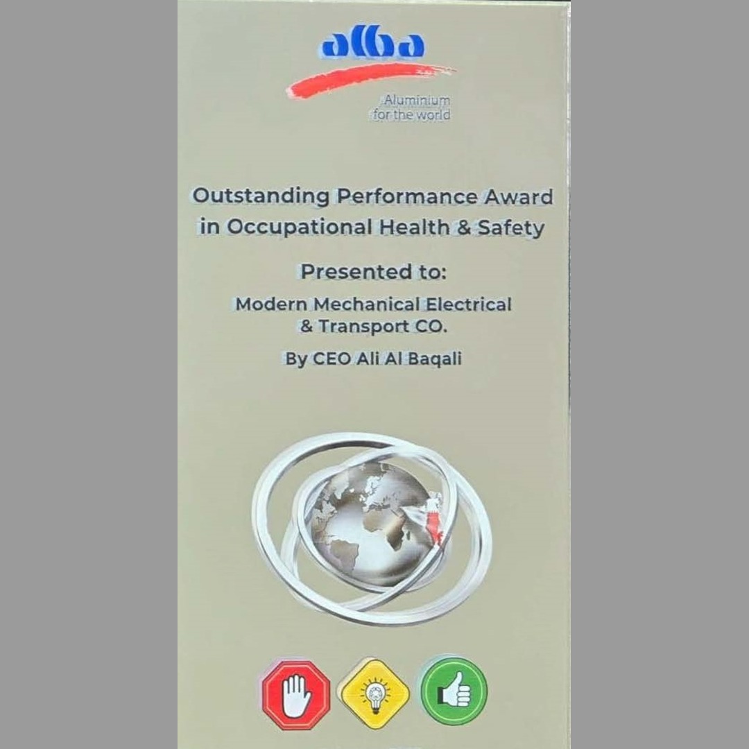 Modern Mechanical Electrical & Transport Co. W.L.L. Recognized for Excellence in Occupational Health & Safety
